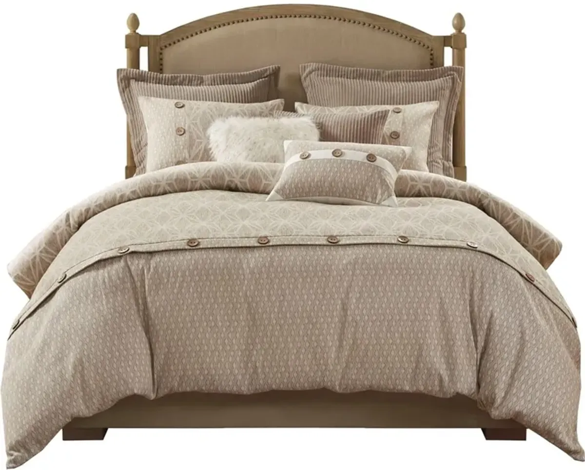 Aubrey Queen Comforter Set - Taupe