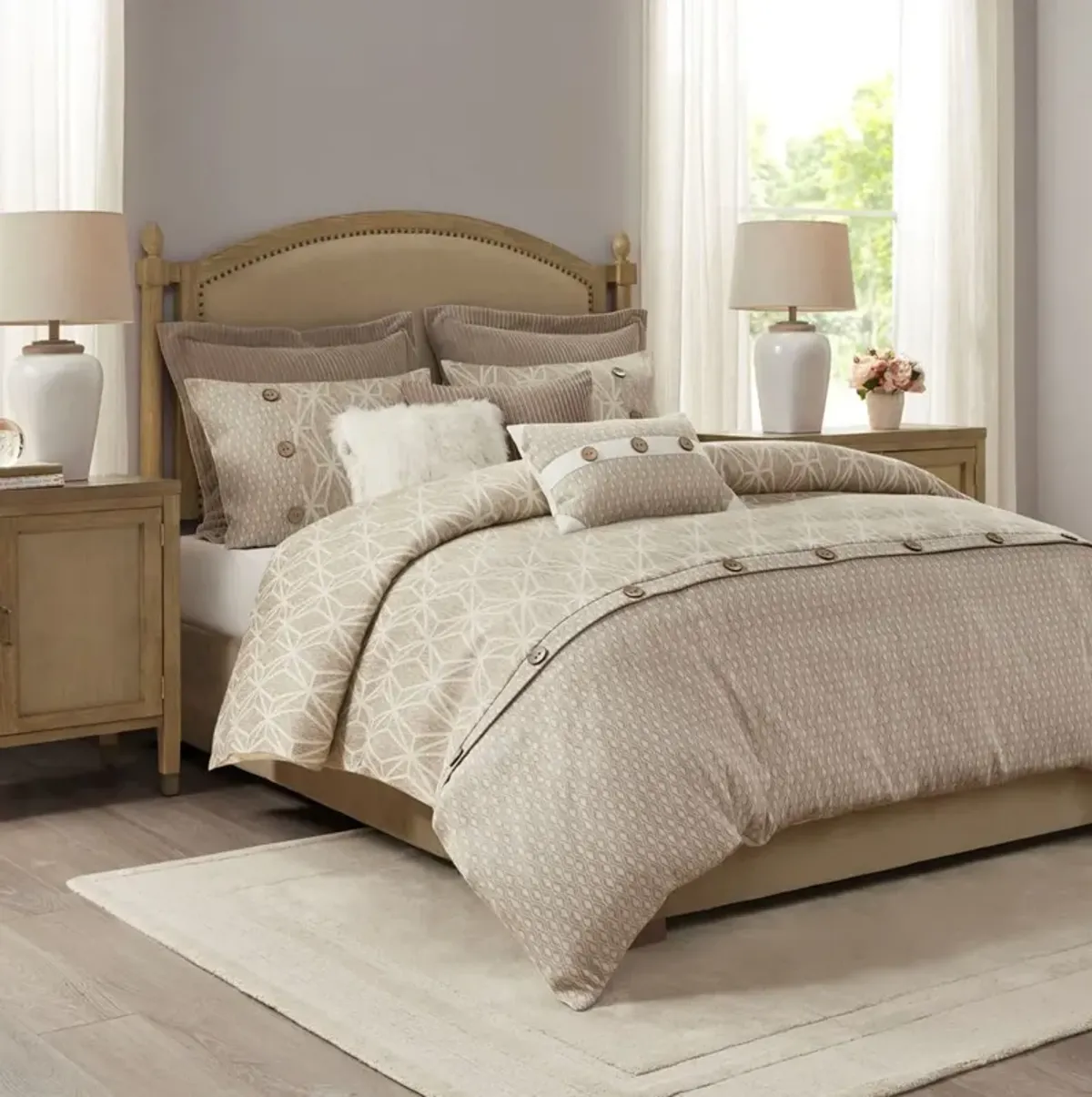 Aubrey Queen Comforter Set - Taupe