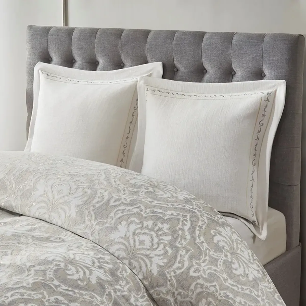 Iris King Comforter Set - Gray