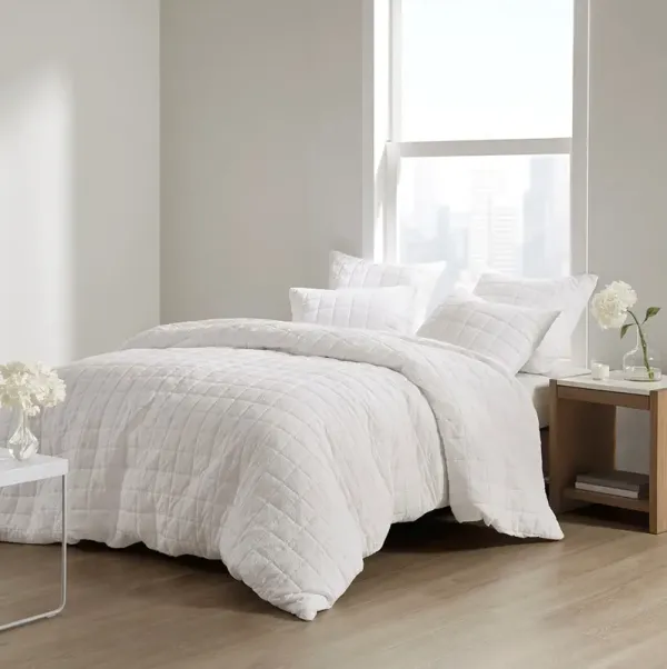 Aurora Full/Queen Duvet Cover Set - White