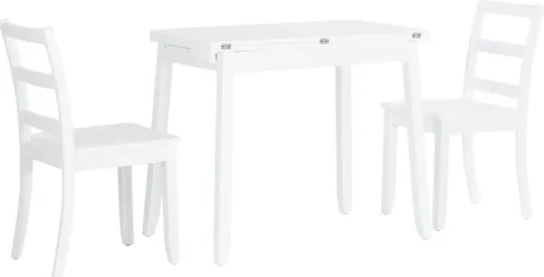 Melonie Drop-leaf Dining Table and 2 Side Chairs - White