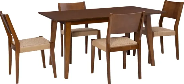 Vittorio Dining Table and 4 Side Chairs - Brown