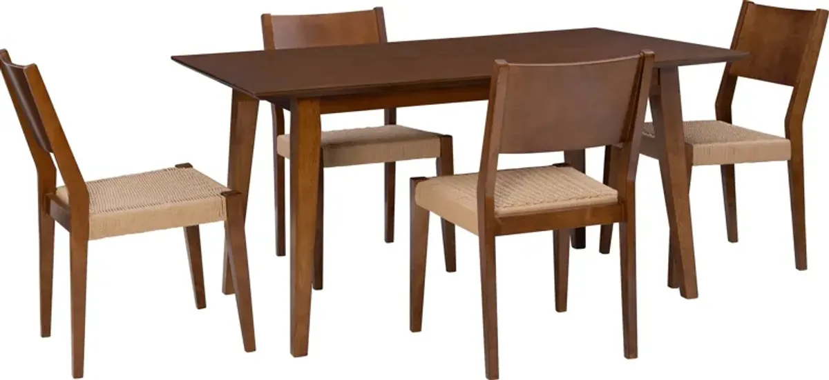 Vittorio 5-Piece Dining Set - Brown