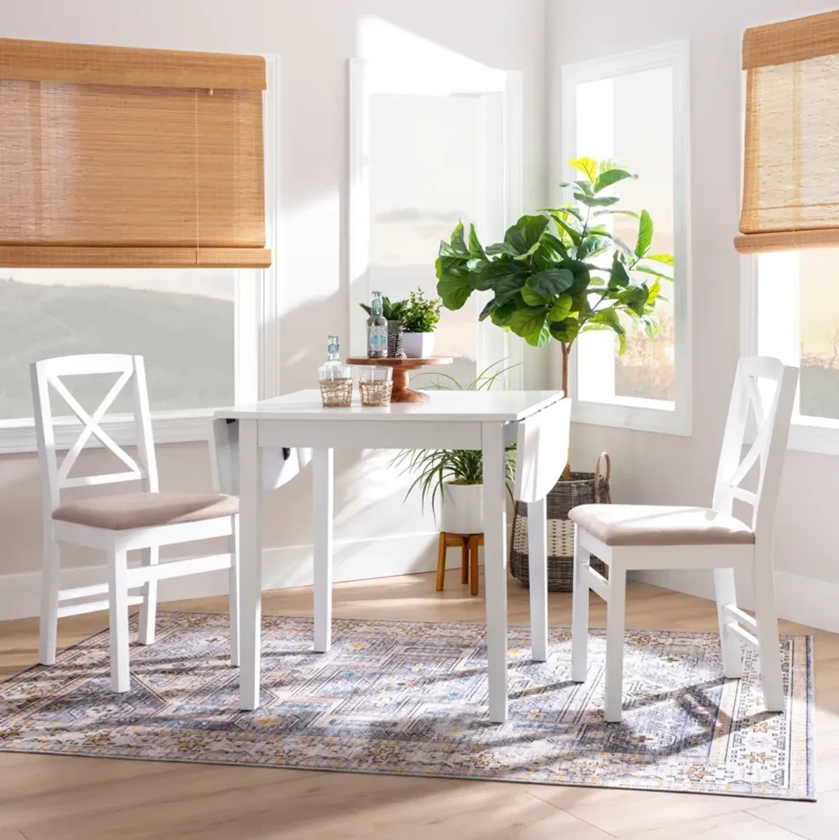 Krigel Drop-Leaf Dining Table and 2 Side Chairs