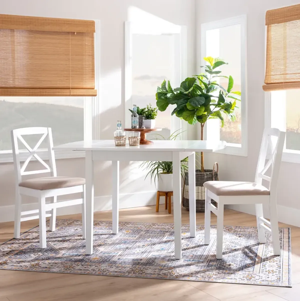 Krigel Drop-Leaf Dining Table and 2 Side Chairs