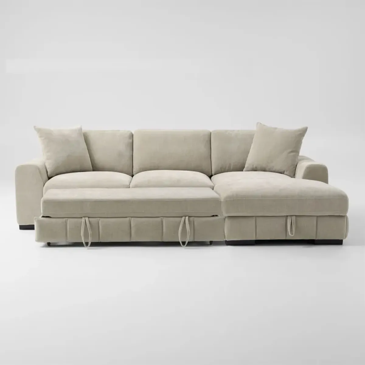 Hero 2-Piece Media Sleeper Sectional with Right-Facing Chaise - Sand