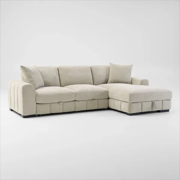 Hero 2-Piece Media Sleeper Sectional with Right-Facing Chaise - Sand