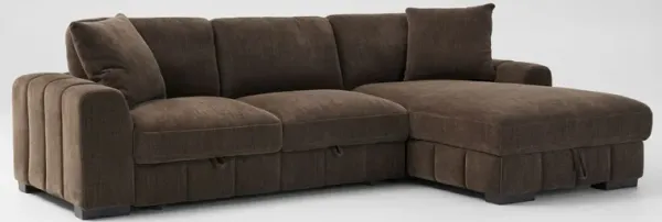 Hero 2-Piece Media Sleeper Sectional with Right-Facing Chaise - Brown
