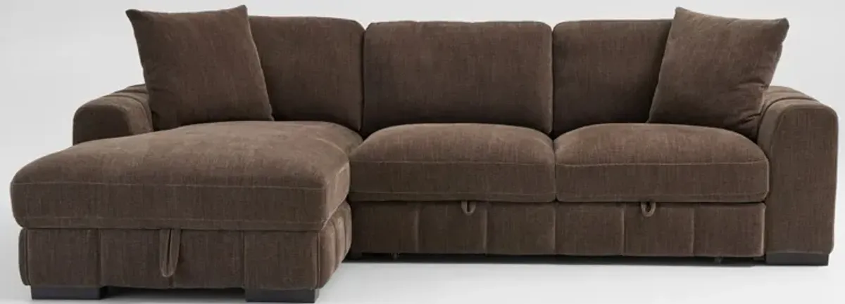 Hero 2-Piece Media Sleeper Sectional with Left-Facing Chaise - Brown