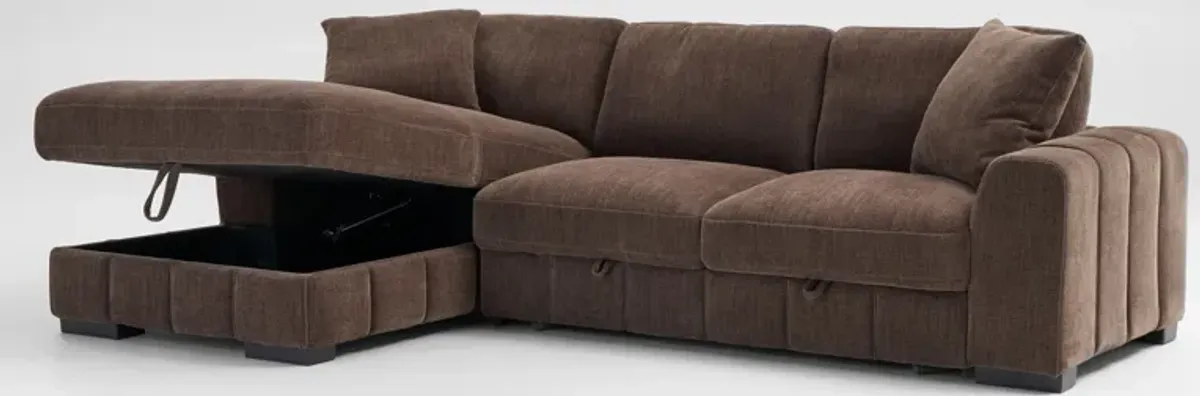 Hero 2-Piece Media Sleeper Sectional with Left-Facing Chaise - Brown