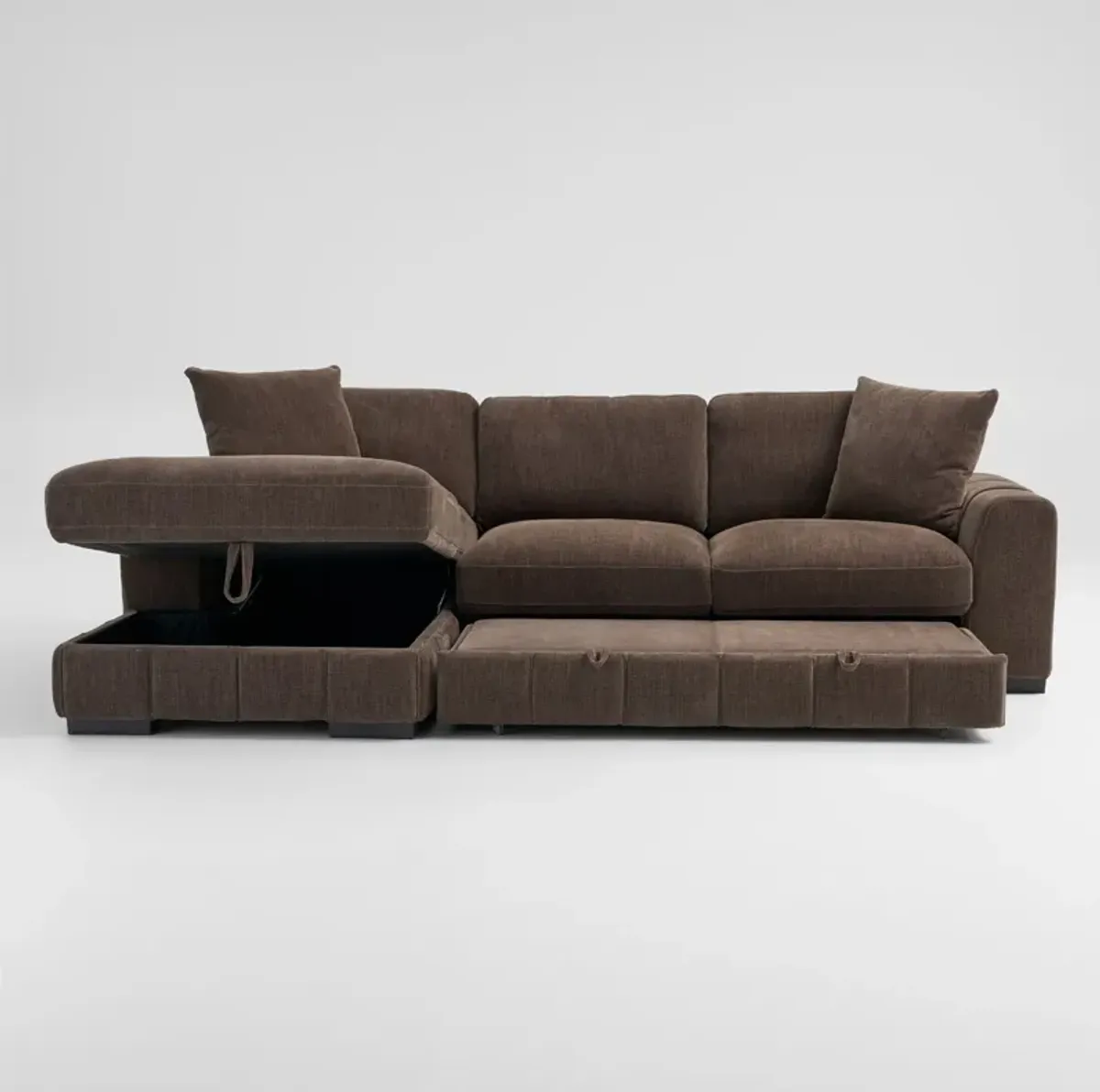 Hero 2-Piece Media Sleeper Sectional with Left-Facing Chaise - Brown