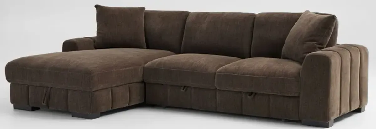 Hero 2-Piece Media Sleeper Sectional with Left-Facing Chaise - Brown