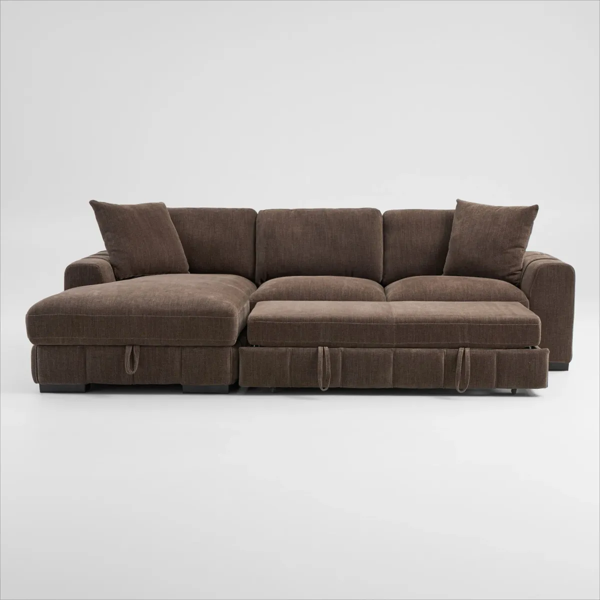 Hero 2-Piece Media Sleeper Sectional with Left-Facing Chaise - Brown