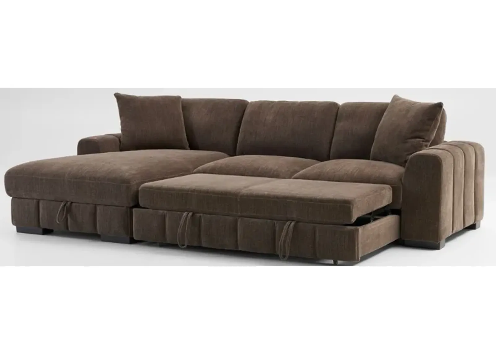 Hero 2-Piece Media Sleeper Sectional with Left-Facing Chaise - Brown