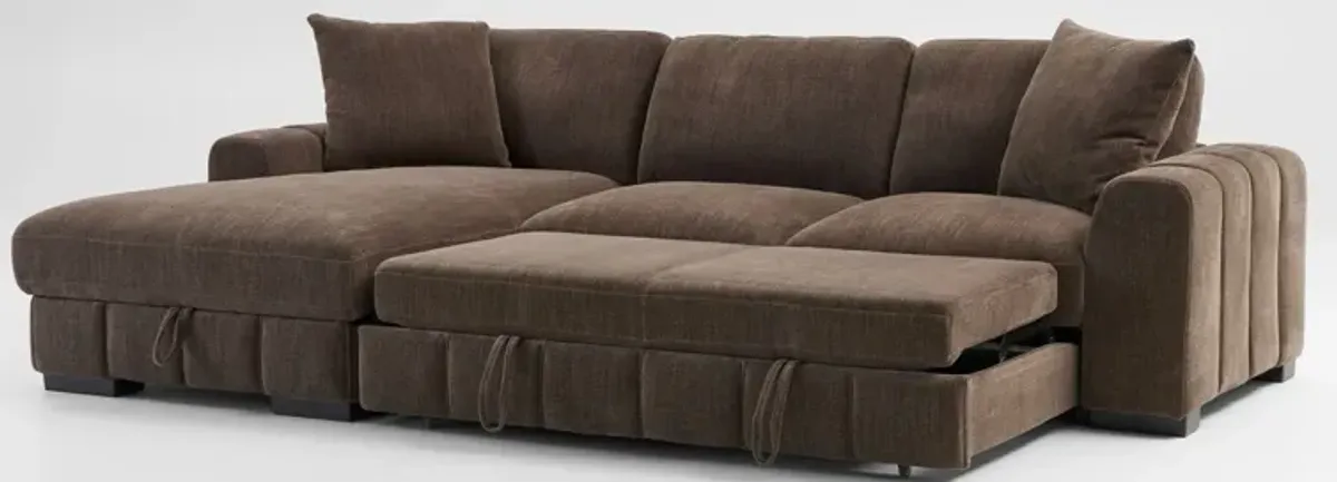 Hero 2-Piece Media Sleeper Sectional with Left-Facing Chaise - Brown