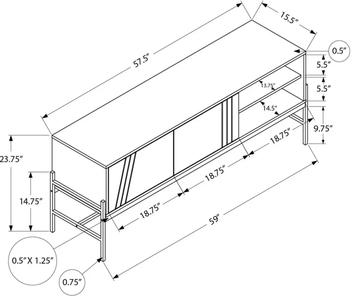 Daniella 60" TV Stand - White