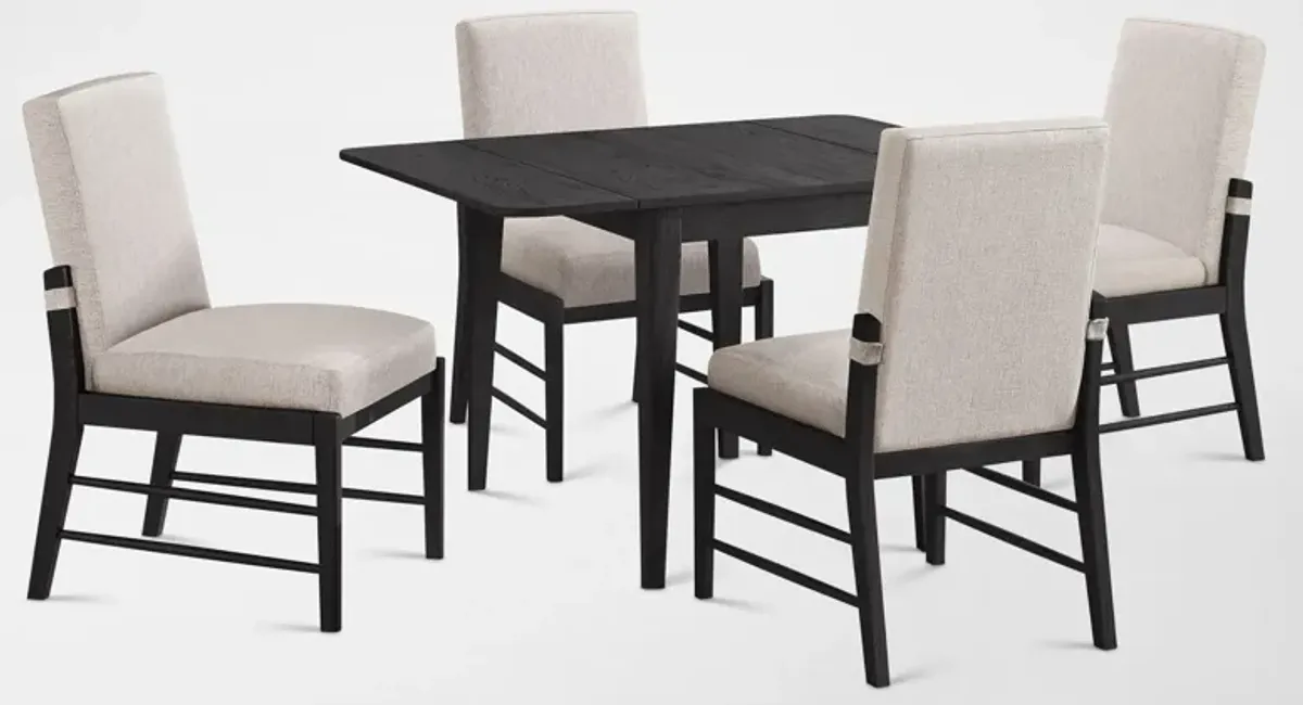 Hayward Solid Wood Small Extendable Dining Table & 4 Upholstered Chairs - Black