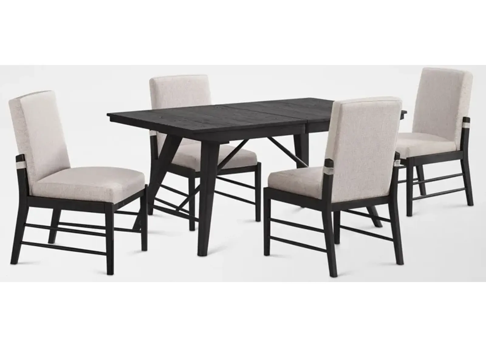 Hayward Large Extendable Dining Table & 4 Upholstered Chairs - Black