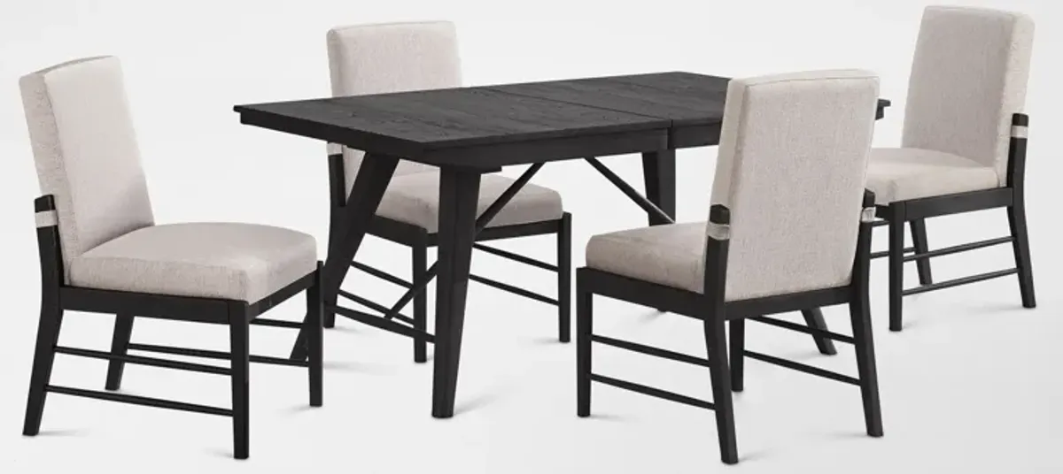 Hayward Large Extendable Dining Table & 4 Upholstered Chairs - Black