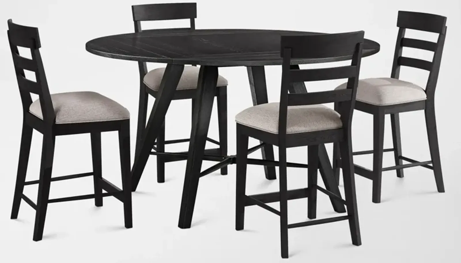 Hayward Convertible Counter-Height Dining Table & 4 Ladder-Back Stools - Black