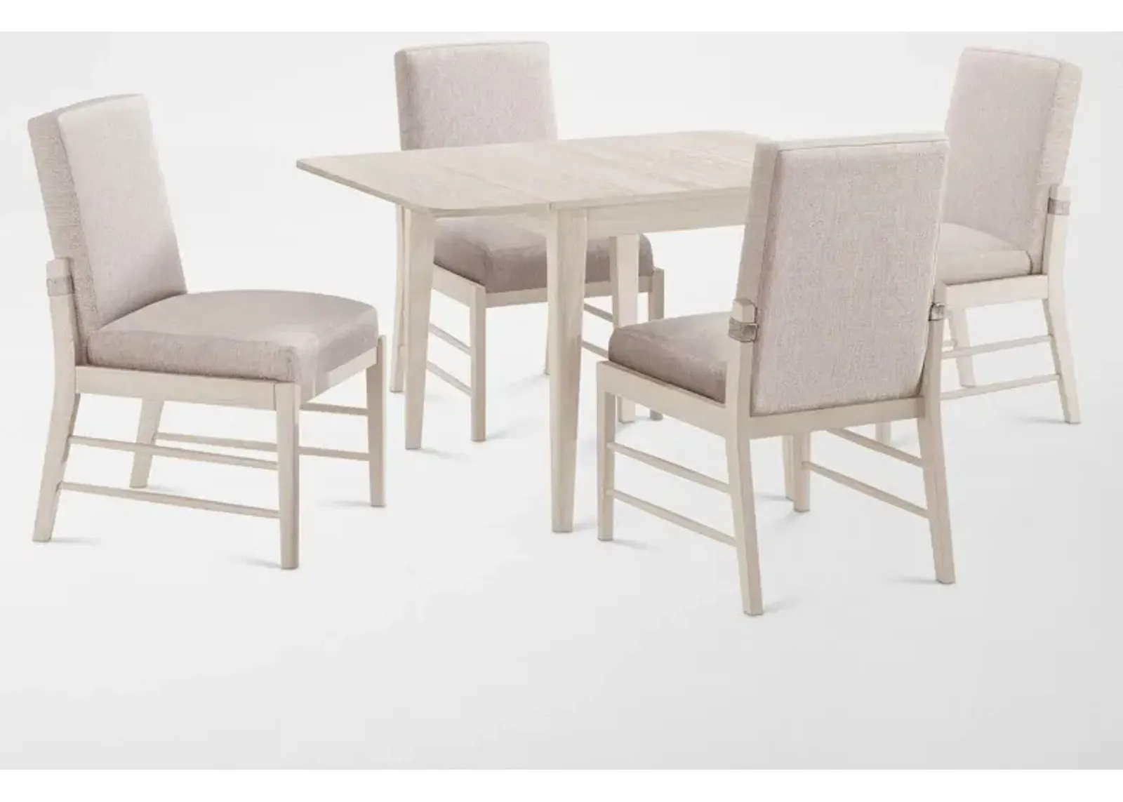 Hayward Small Extendable Dining Table & 4 Upholstered Chairs - White