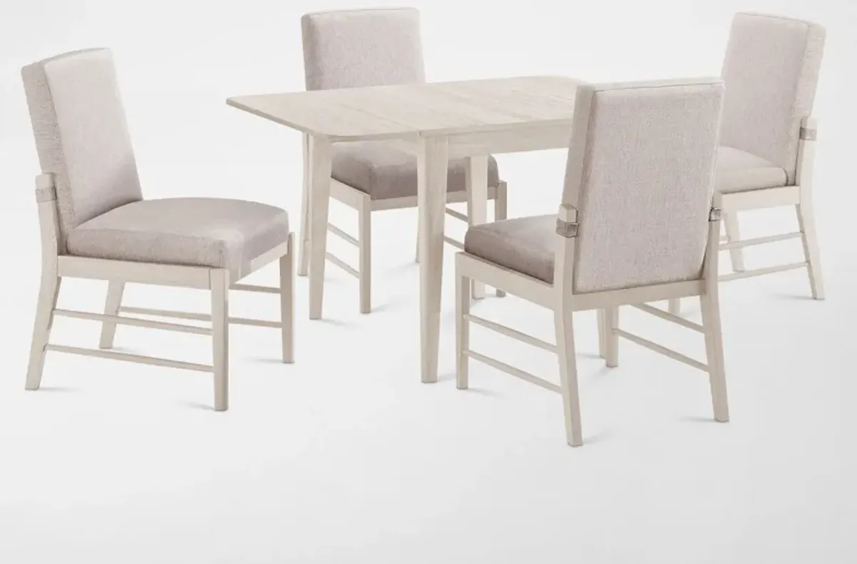 Hayward Small Extendable Dining Table & 4 Upholstered Chairs - White