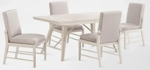 Hayward Solid Wood Large Extendable Dining Table & 4 Upholstered Chairs - White