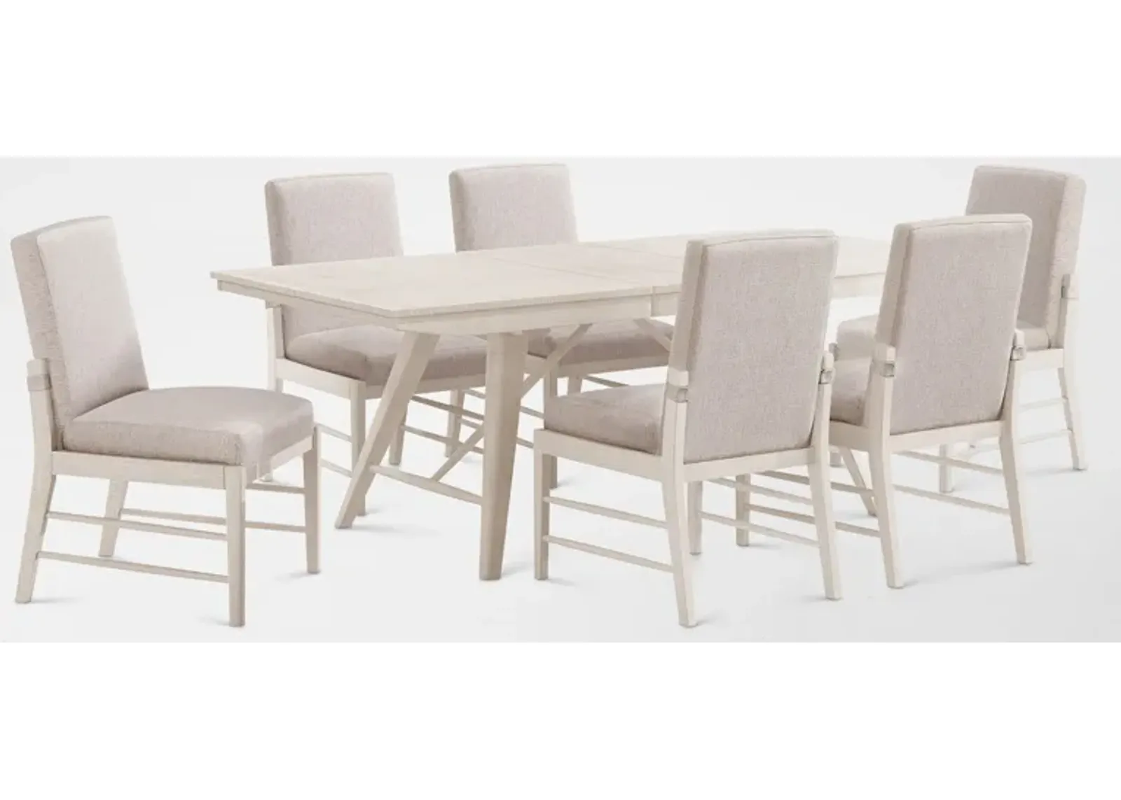 Hayward Large Extendable Dining Table & 6 Upholstered Chairs - White