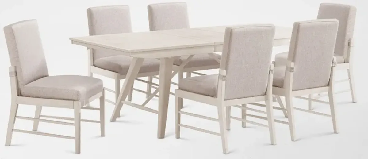 Hayward Solid Wood Large Extendable Dining Table & 6 Upholstered Chairs - White