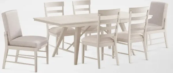 Hayward Solid Wood Large Extendable Dining Table with 4 Ladder-Back Chairs & 2 Upholstered Chairs -