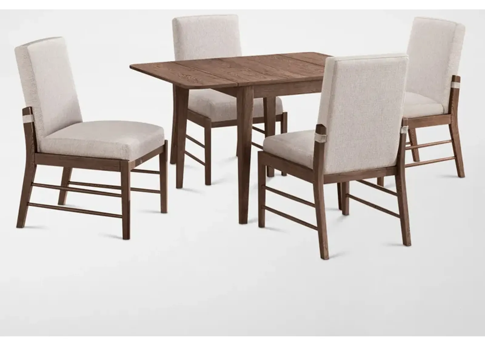 Hayward Small Extendable Dining Table & 4 Upholstered Chairs - Brown