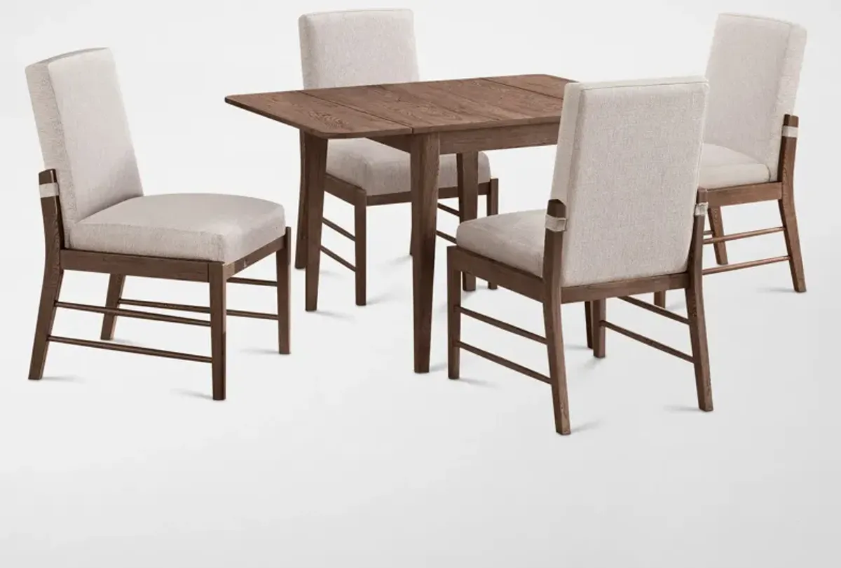 Hayward Solid Wood Small Extendable Dining Table & 4 Upholstered Chairs - Brown