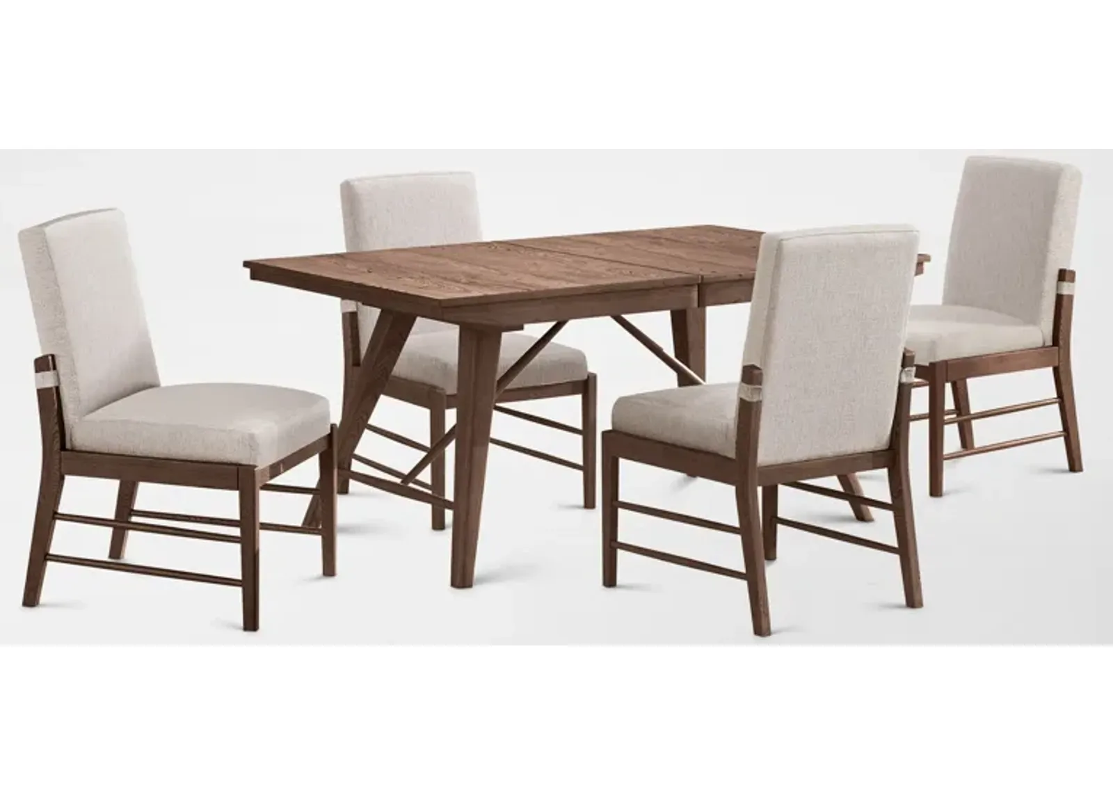 Hayward Large Extendable Dining Table & 4 Upholstered Chairs - Brown