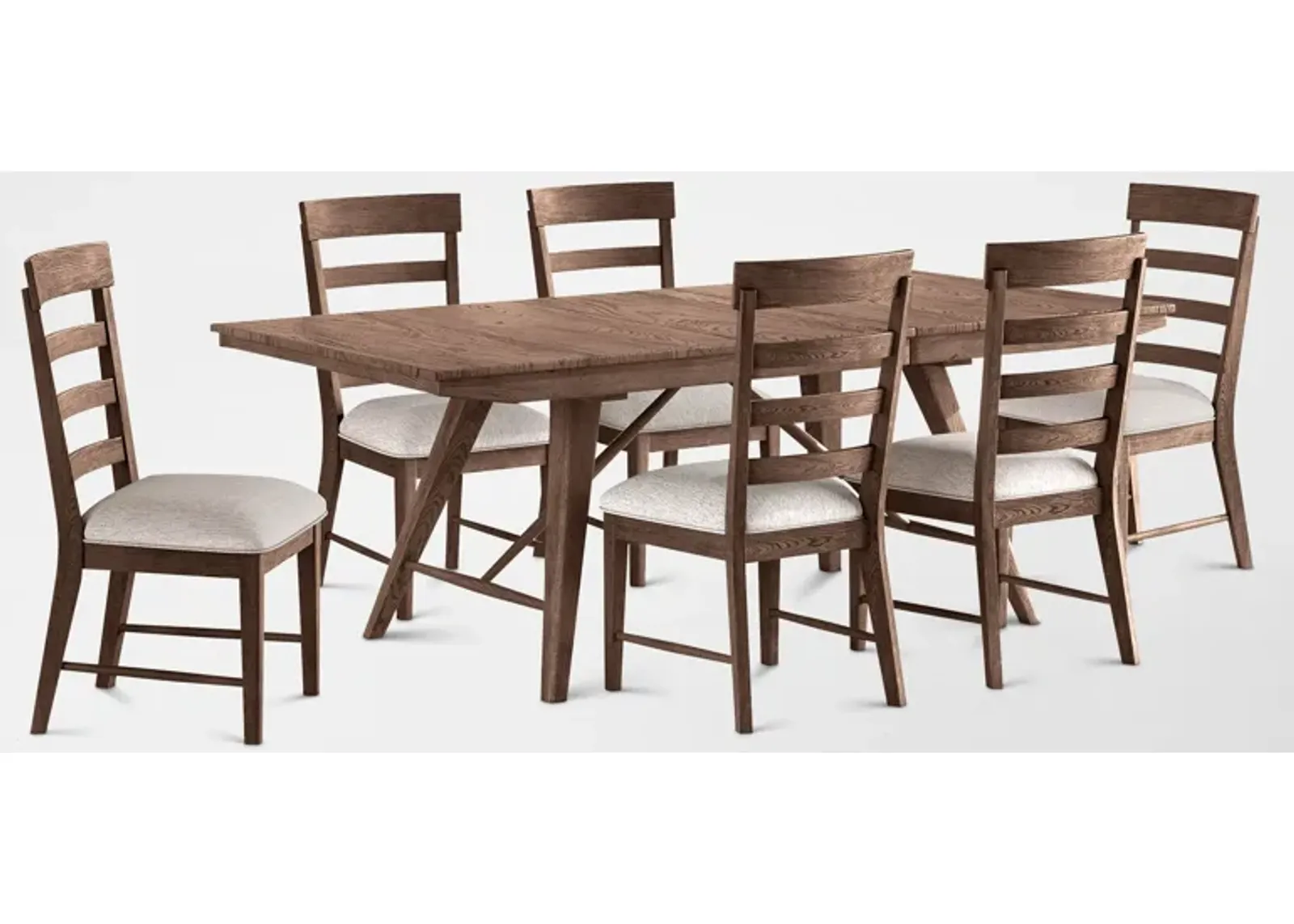 Hayward Large Extendable Dining Table & 6 Ladder-Back Chairs - Brown