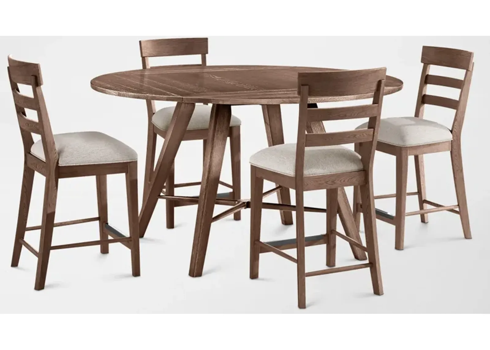 Hayward Convertible Counter-Height Dining Table & 4 Ladder-Back Stools - Brown