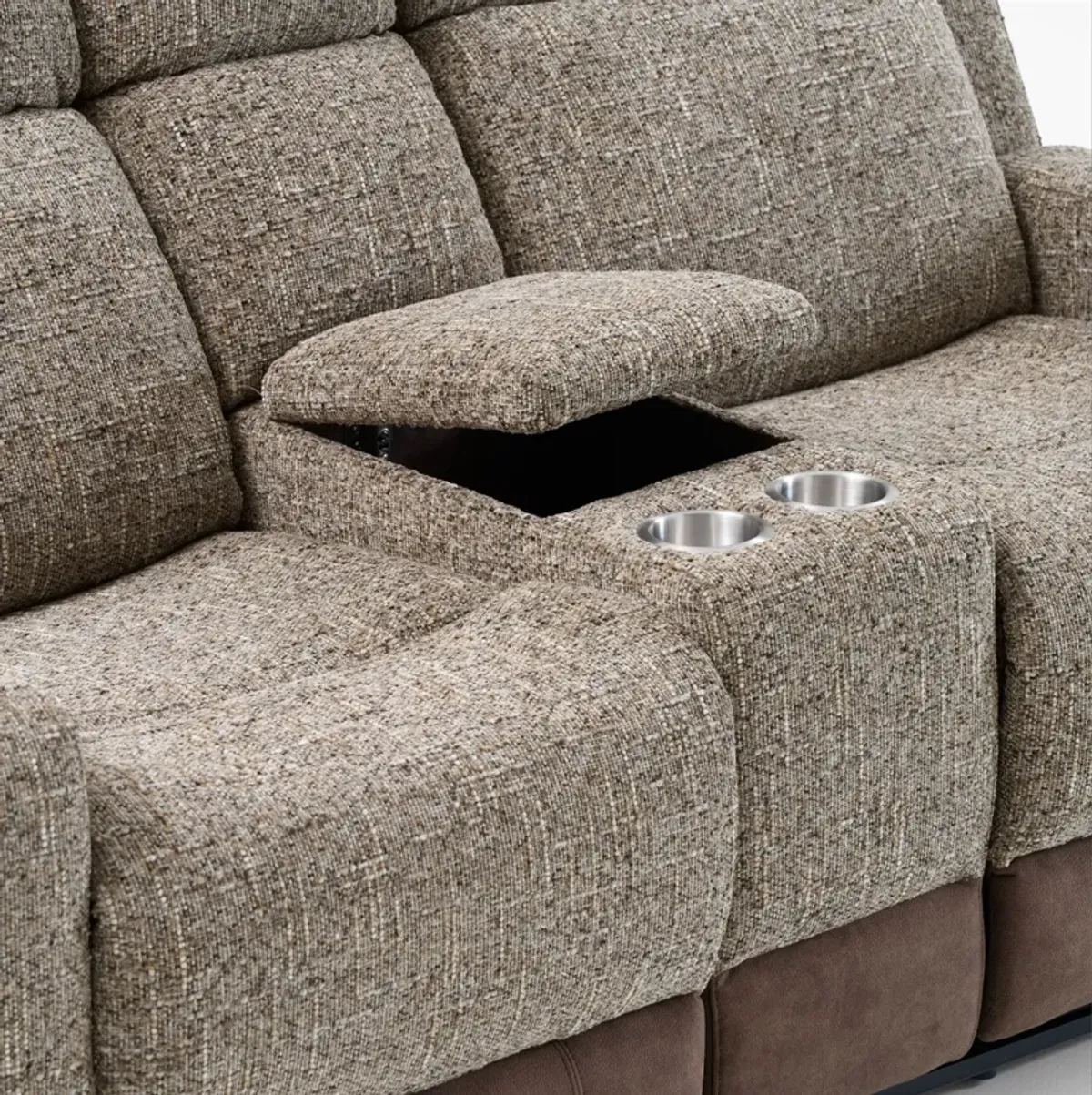 Desmond Dual-Power Reclining Sofa and Loveseat with Console Set