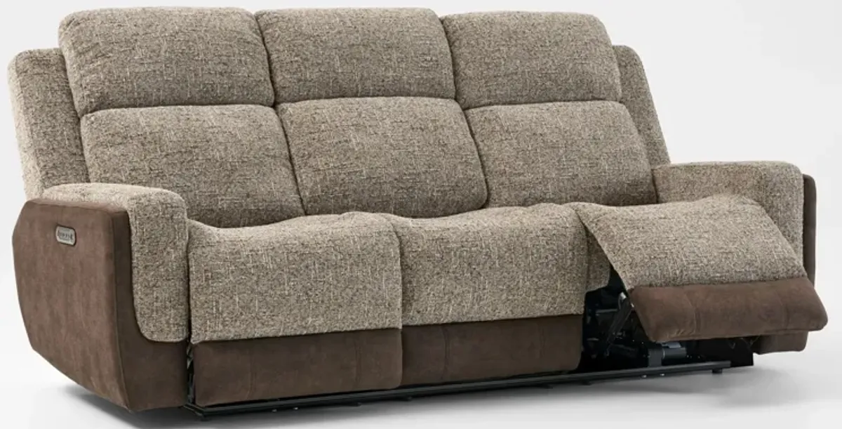 Desmond Dual-Power Reclining Sofa and Loveseat with Console Set