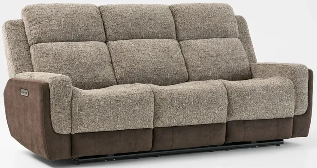 Desmond Dual-Power Reclining Sofa and Loveseat with Console Set