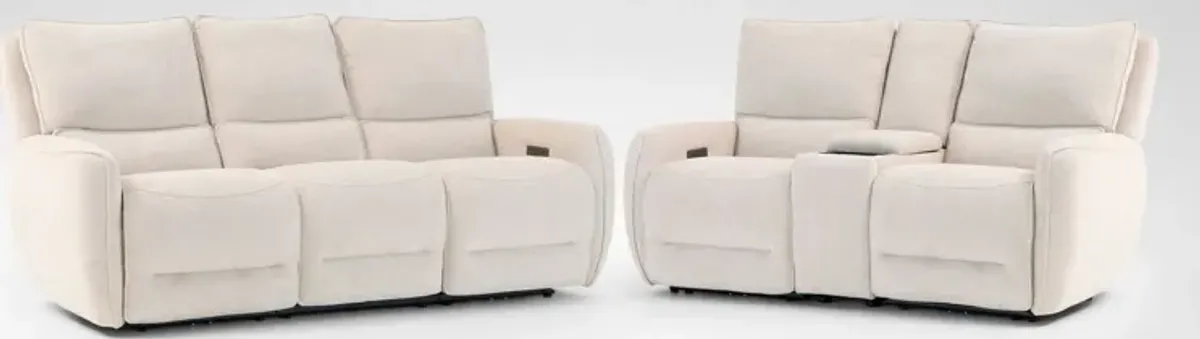 Wayne Dual-Power Reclining Sofa and Loveseat with Console Set