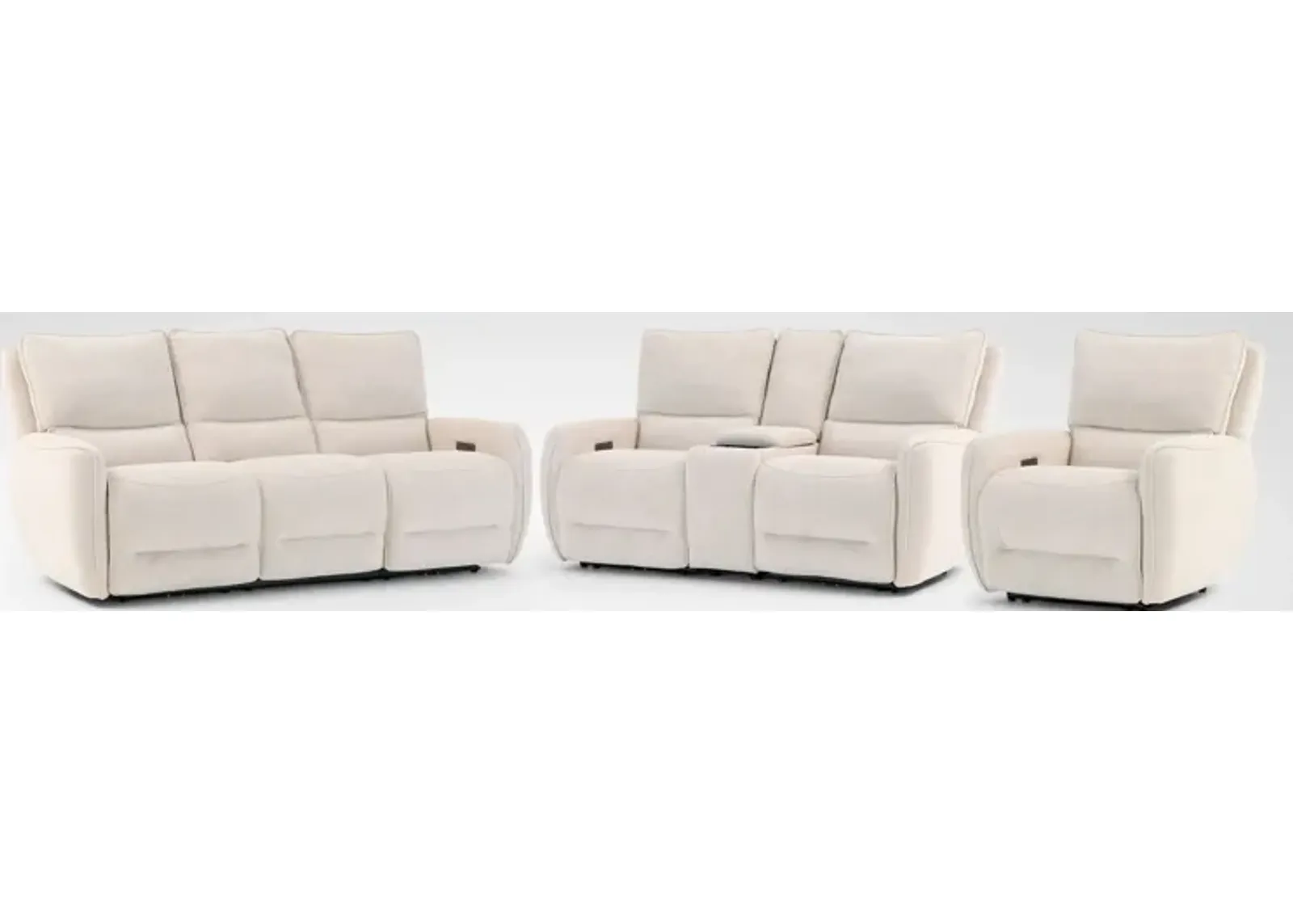 Wayne Dual-Power Reclining Sofa, Loveseat with Console, and Recliner Set