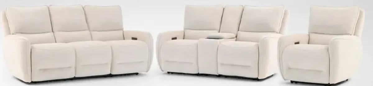 Wayne Dual-Power Reclining Sofa, Loveseat with Console, and Recliner Set