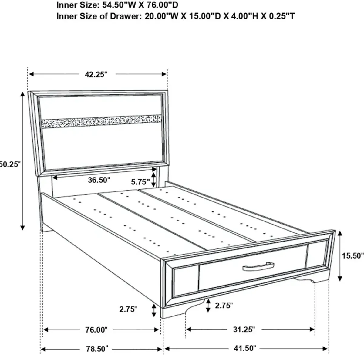 Jessica Twin Platform Storage Bed