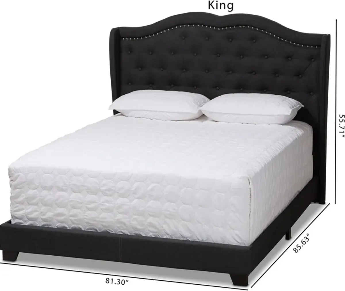 Kallie King Upholstered Bed - Charcoal Gray