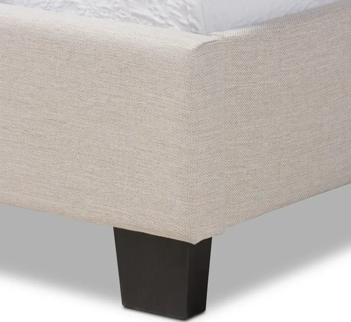 Carmen Twin Upholstered Bed - Beige/Black