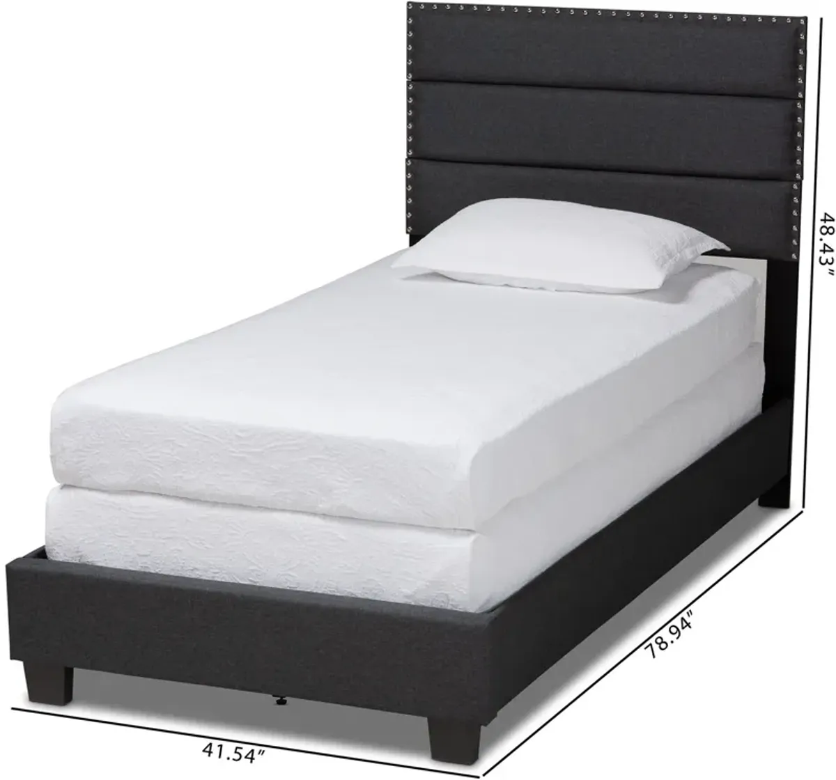 Carmen Twin Upholstered Bed - Dark Gray/Black