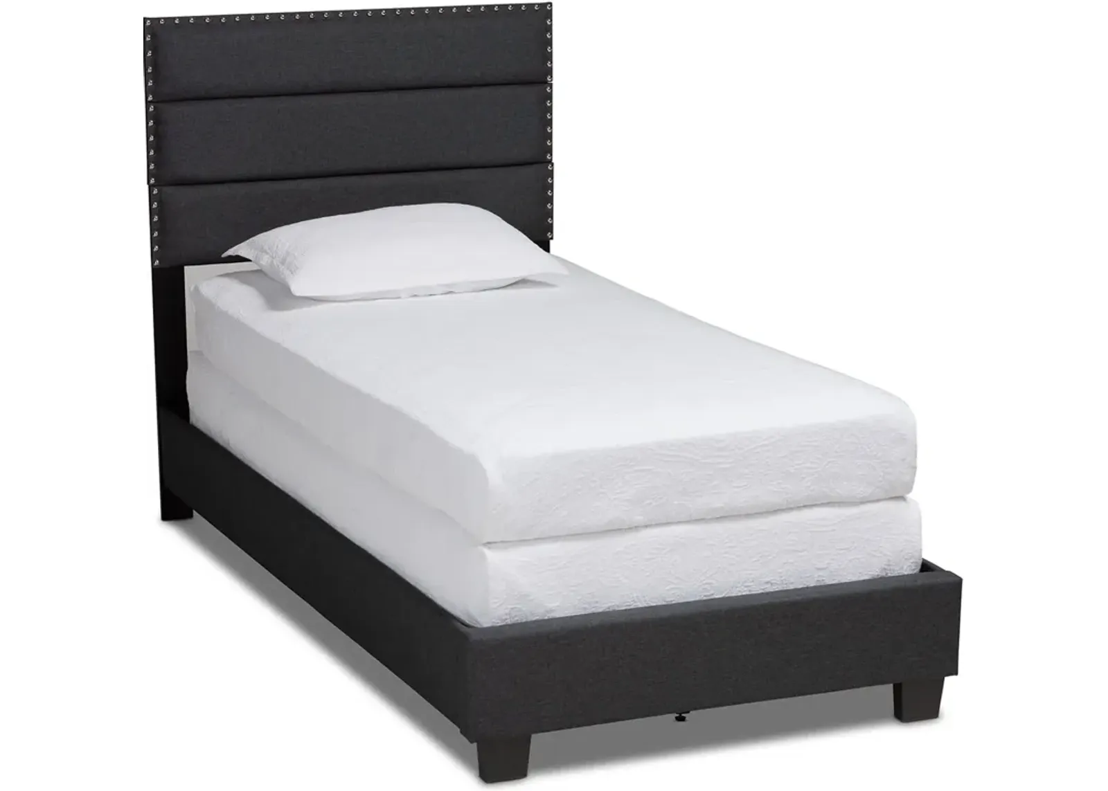 Carmen Twin Upholstered Bed - Dark Gray/Black