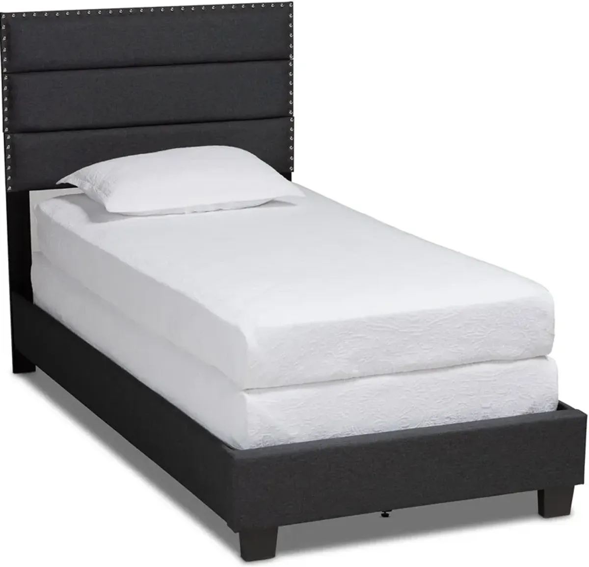 Carmen Twin Upholstered Bed - Dark Gray/Black