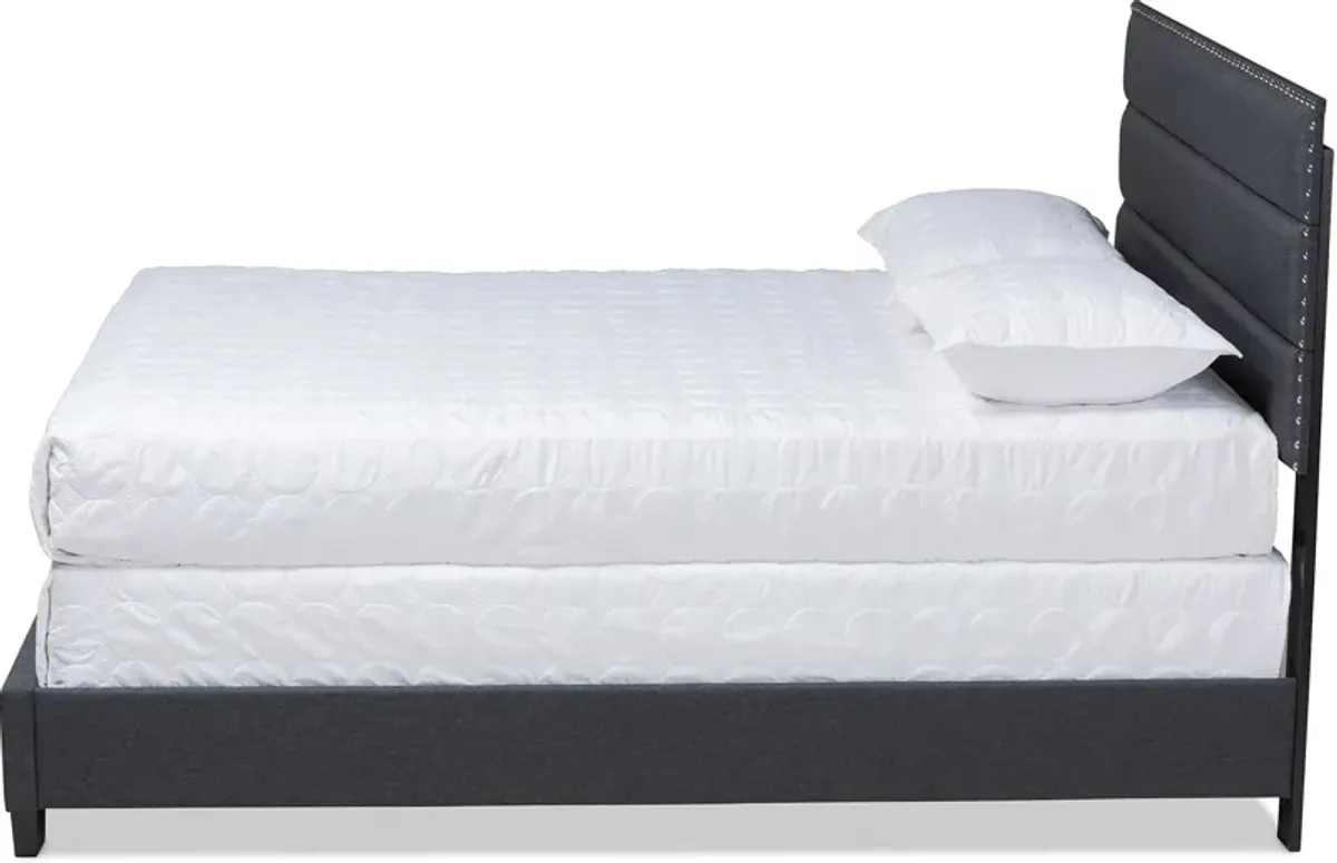 Carmen King Upholstered Bed - Dark Gray/Black