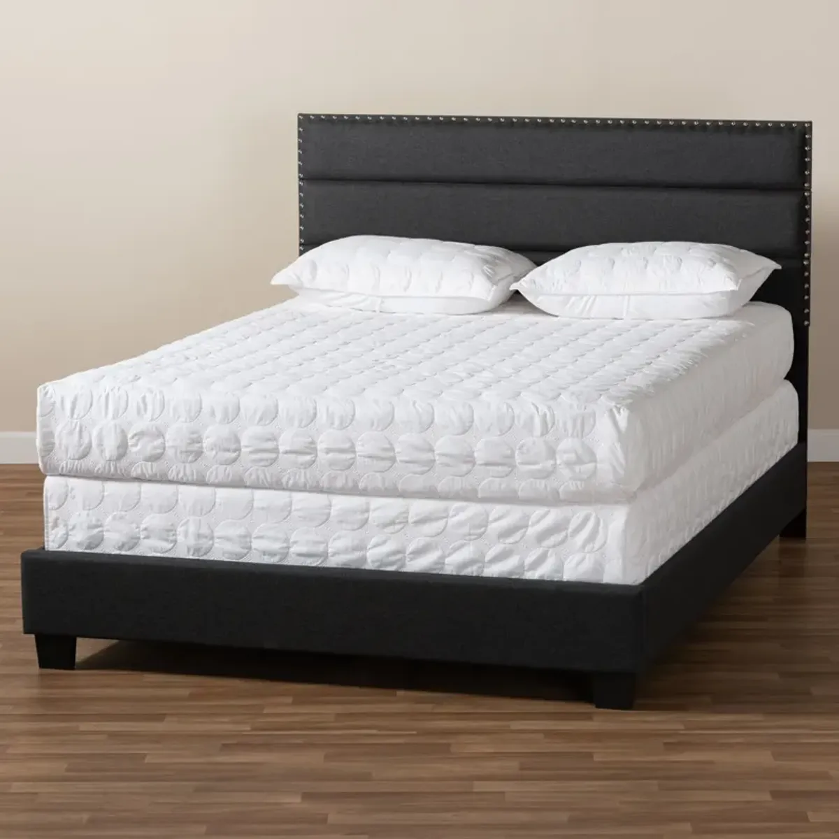 Carmen King Upholstered Bed - Dark Gray/Black