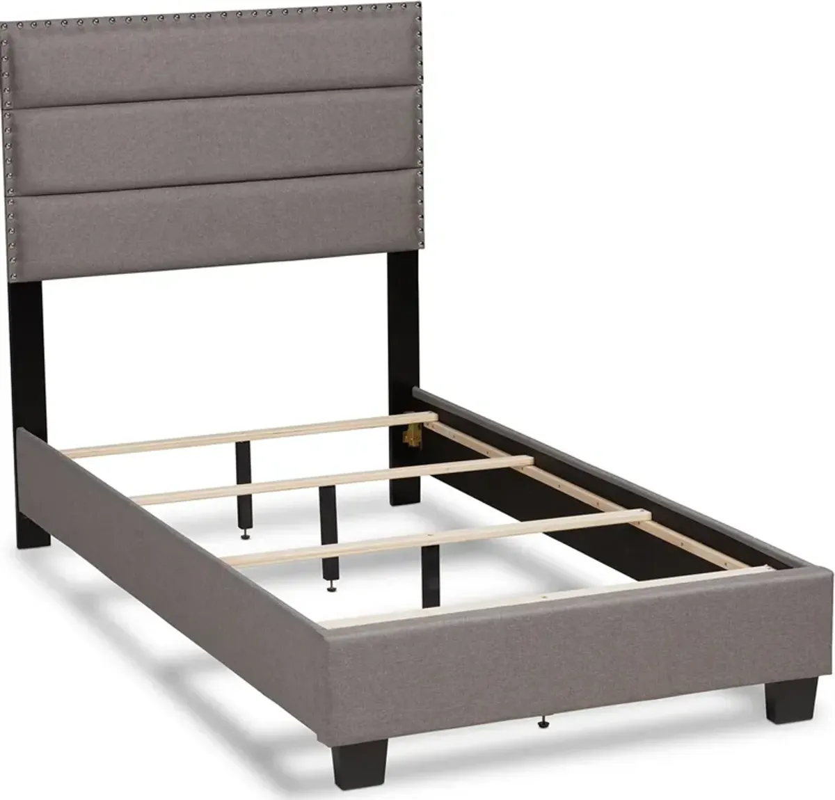 Carmen Twin Upholstered Bed - Gray/Black